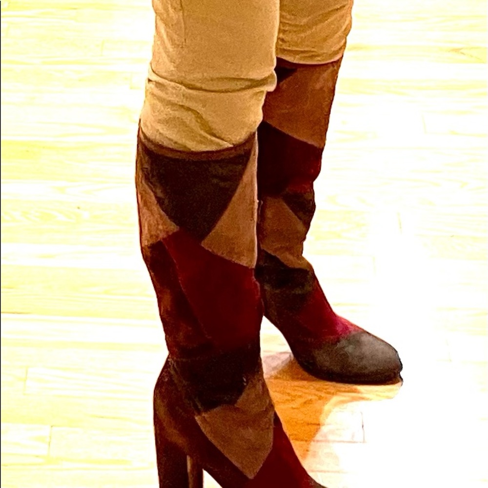 Frye patchwork suede tall boots. Size 9-1/2 - Picture 4 of 8